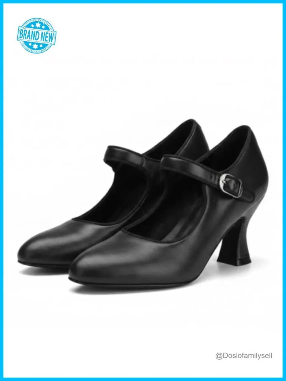 Mary Jane Kitten Heels Faux Leather Round Toe Buckle Dressy Pumps